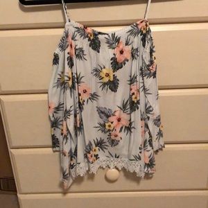 A flowy, tropical, flower tank top
